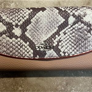 Coach Snake-Print Flap Leather Wallet